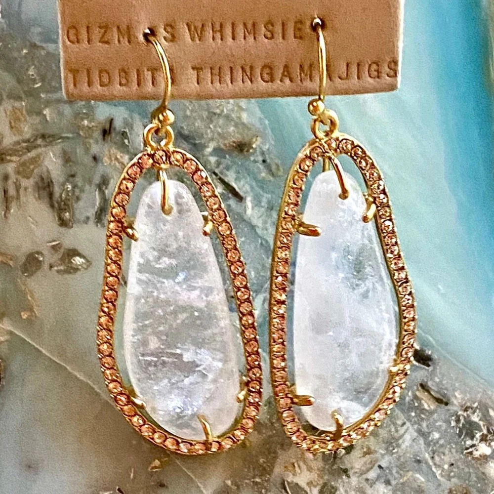 NWT Anthropologie Sohla Moonstone Crystal Earrings - Picture 6 of 14